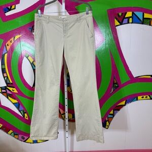 So, Y2K Light Cream Chinos with Straight Leg Cut and Textured Fabric. Size 13.